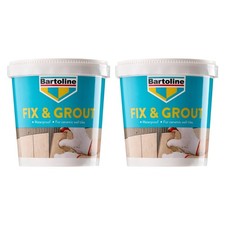 2x Bartoline Fix Grout Wall Tile Powder Fully Waterproof Cement-Based White 1kg