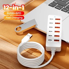 12 in 1 USB Charging Station Multi Ports 6 USB 6 PD Charger Type C Mobile Phones