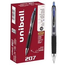 Uni-Ball 1790895 Signo 207 Retractable Gel Pen, Bold Point, Blue Ink, 12-Count
