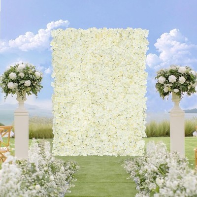 12pcs Flower Wall Panel Backdrop 3.5x4.6ft 3D Artificial Flower Wall Hydrangea