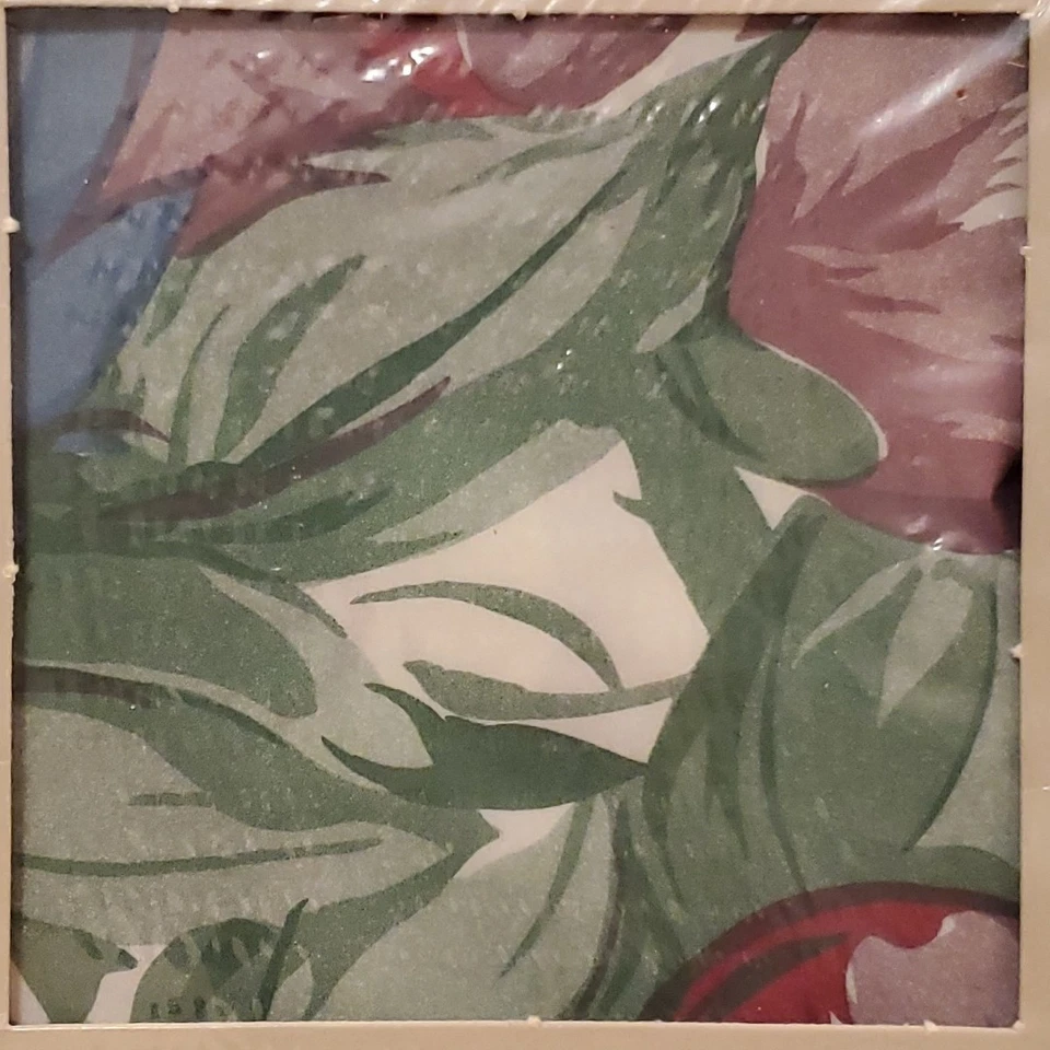 винтажный новый 1990-х Sears душа занавески Алоха кино реквизит зеленый фиолетовый синий Гавайи - Изображение 2 из 4