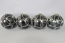 Vickerman 4.75" Black Candy Ball Ornament - Pack of 4
