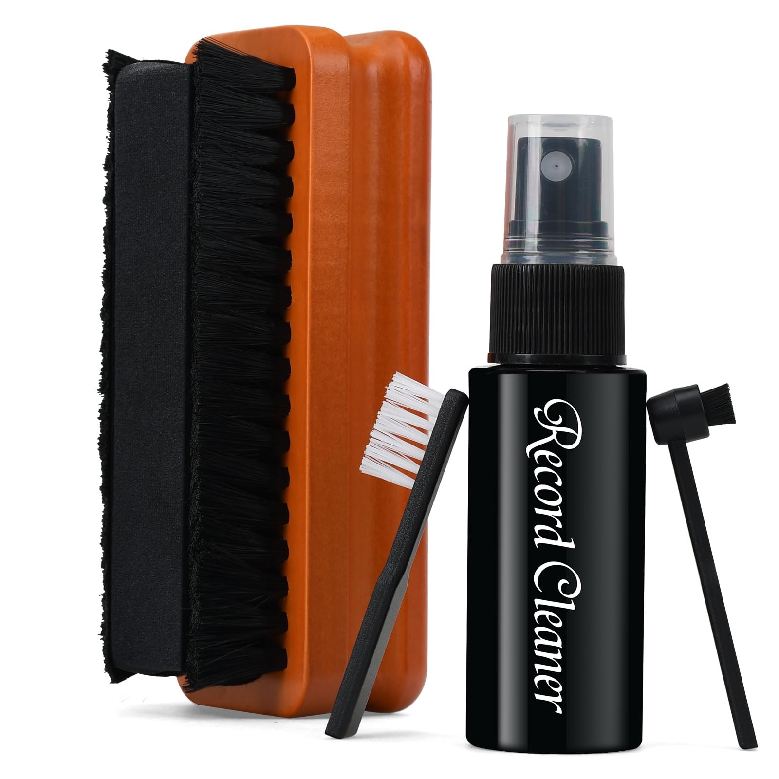 4-in-1 Vinyl Record Cleaning Kit for Albums with Brush, Solution & Accessories