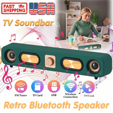 2" 10W Vintage Bluetooth Speaker 4D Surround TF FM Radio AUX Desktop Sound Bar
