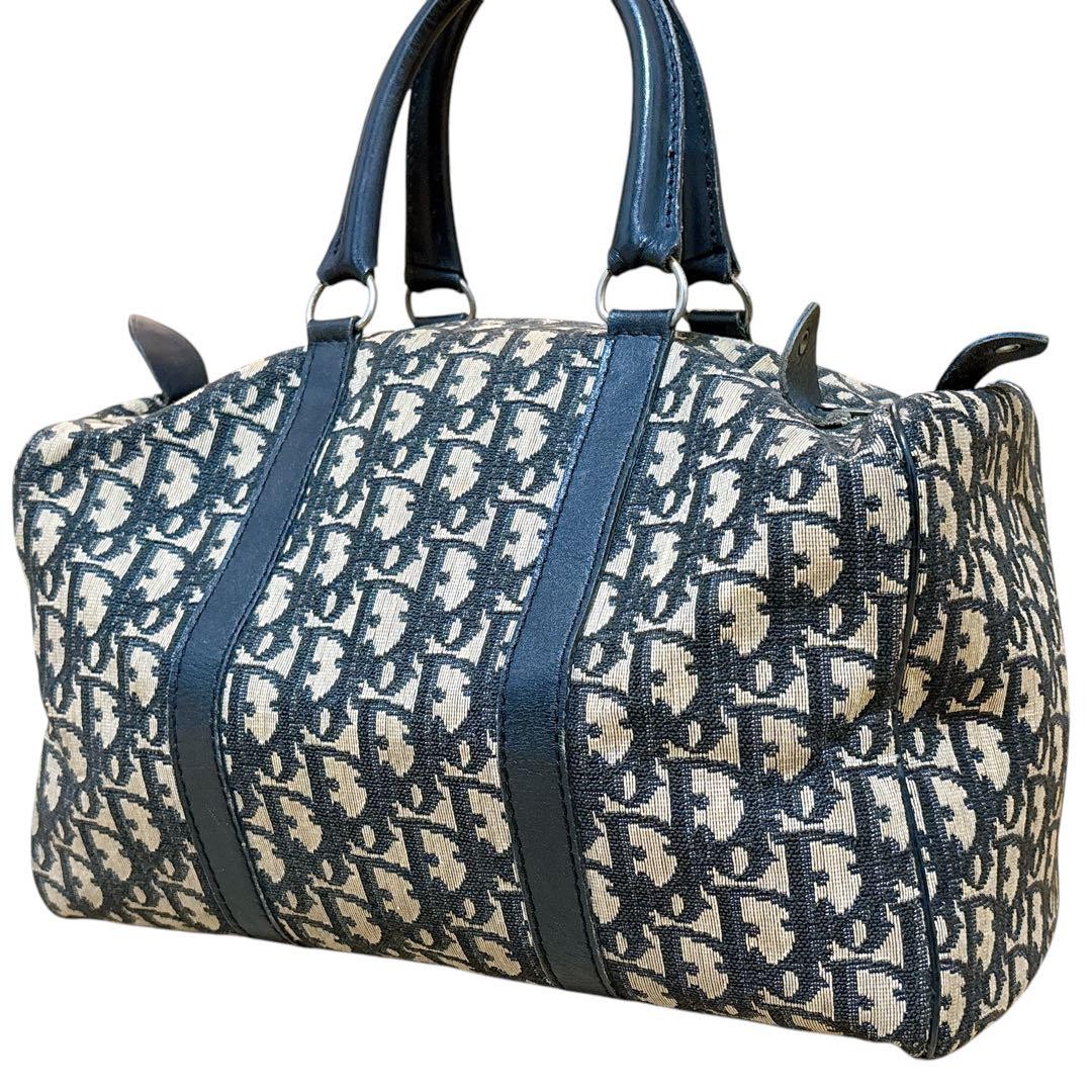 Dior Trotter Leather & Canvas Mini Boston Bag with Logo Pre-Owned