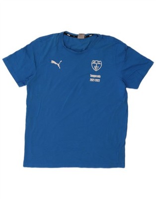Puma Mens Graphic T-Shirt Top Large Blue Cotton BO07