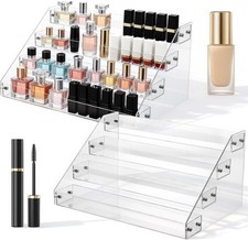 2 Pcs 12" Acrylic Riser Display Stands 4 Tier Clear Display Shelf Decorative