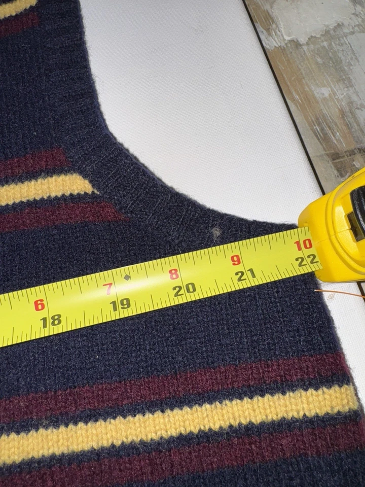 Polo listrado Ralph Lauren (rugby) colete de lã sem mangas suéter vintage - Imagem 4 de 4