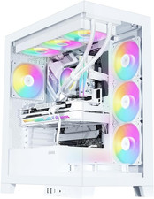 V50 Mid Tower Gaming PC Case with Dual Tempered Glass, 4 ARGB PWM Fans, High Air