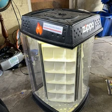 VTG Zippo Counter Top Rotating Display Case Lights And SpinHolds 60 Lighters 27"