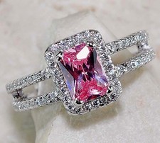 2CT Treated Pink Sapphire  Topaz 925 Sterling Silver Ring Jewelry Sz 6 MK1-2