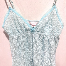 Victoria's Secret Babydoll Angels Lace Sheer Bow Small Camisole Blue Lingerie