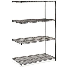 Nexel Black Epoxy 4 Tier Wire Shelving Add-On Unit 48"W x 14"D x 63"H