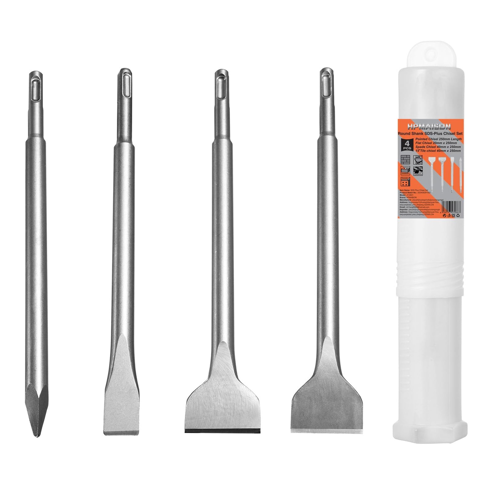 Burins SDS Plus set de 4 pièces avec burin large et plat pour perforateur