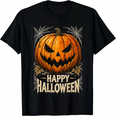 Happy Halloween Jack O Lantern T Shirt Scary Pumpkin Unisex Graphic Tee