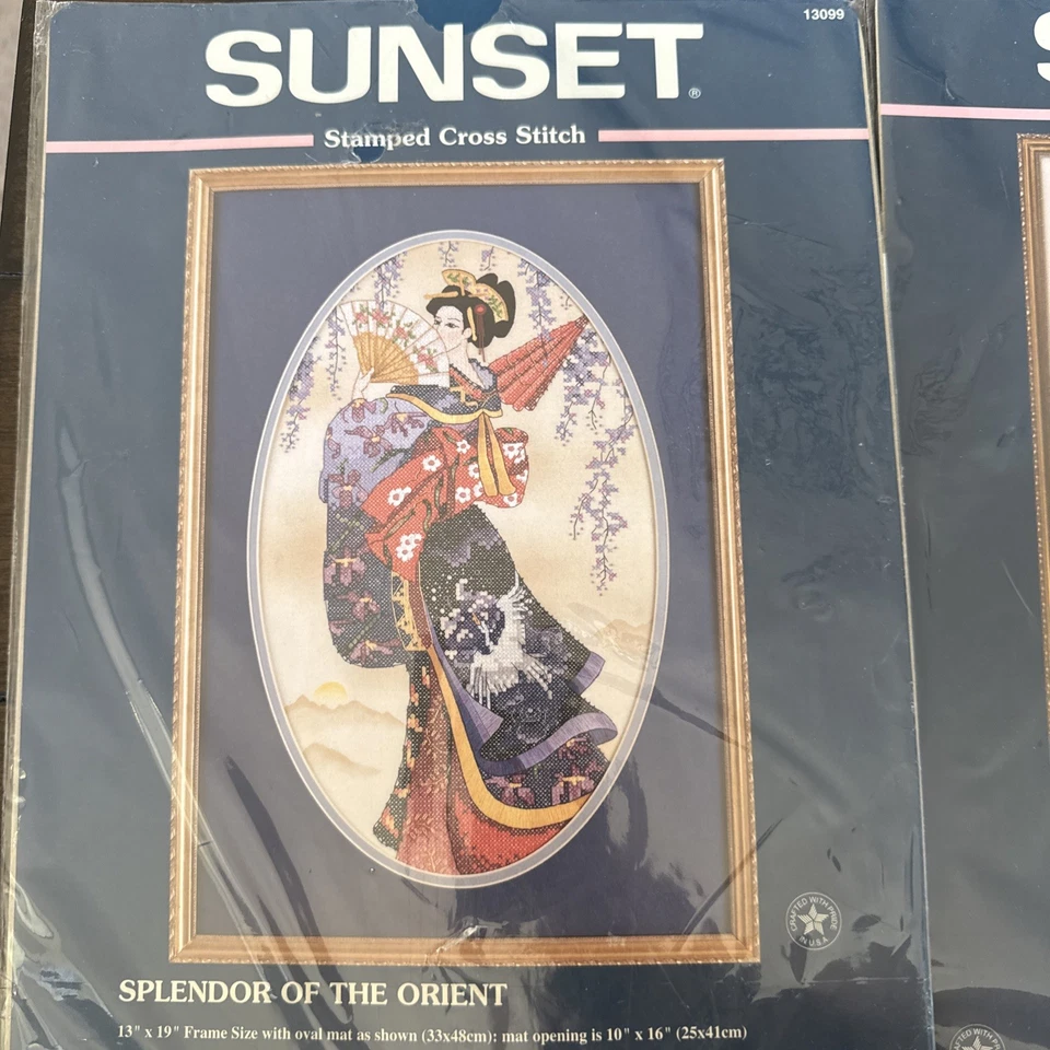Vtg 2 Sunset “ Sachi” “splendor Of The Orient” Cross Stitch Kit 1997 - Image 3 of 4