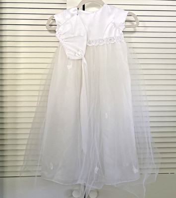 Girls 12-18 Mo Long Christening Baptism Gown Dress & Cap Religion Baby
