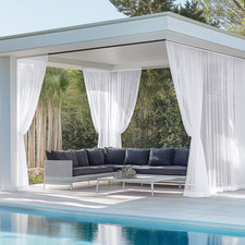Ryb Home 6 Panels White Outdoor Sheer Curtains For Patio Waterproof Light