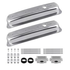 Engine Valve Covers For Chevy 283 327 350 383 400 Sbc 1987-up Center Bolt Finned