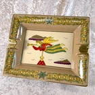 Vintage Hermes Cigar Ashtray Angel Weathervane Porcelain Change Tray Gold Paint
