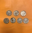 LOT OF 7 MERCURY DIMES 1923 1936 1942 1944 90% SILVER