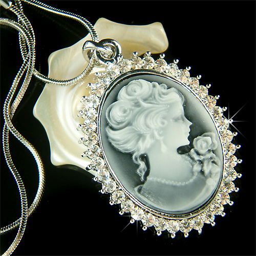 Schwarz Gemme ~ mit Swarovski Kristall Stilvoll Viktorianischer Stil Charms - Bild 1 von 1