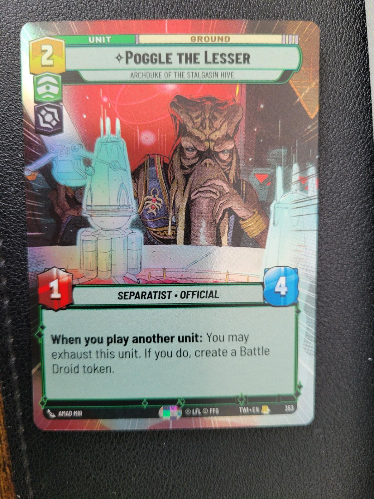 Star Wars Unlimited TWI Poggle The Lesser #353 Hyperspace FOIL