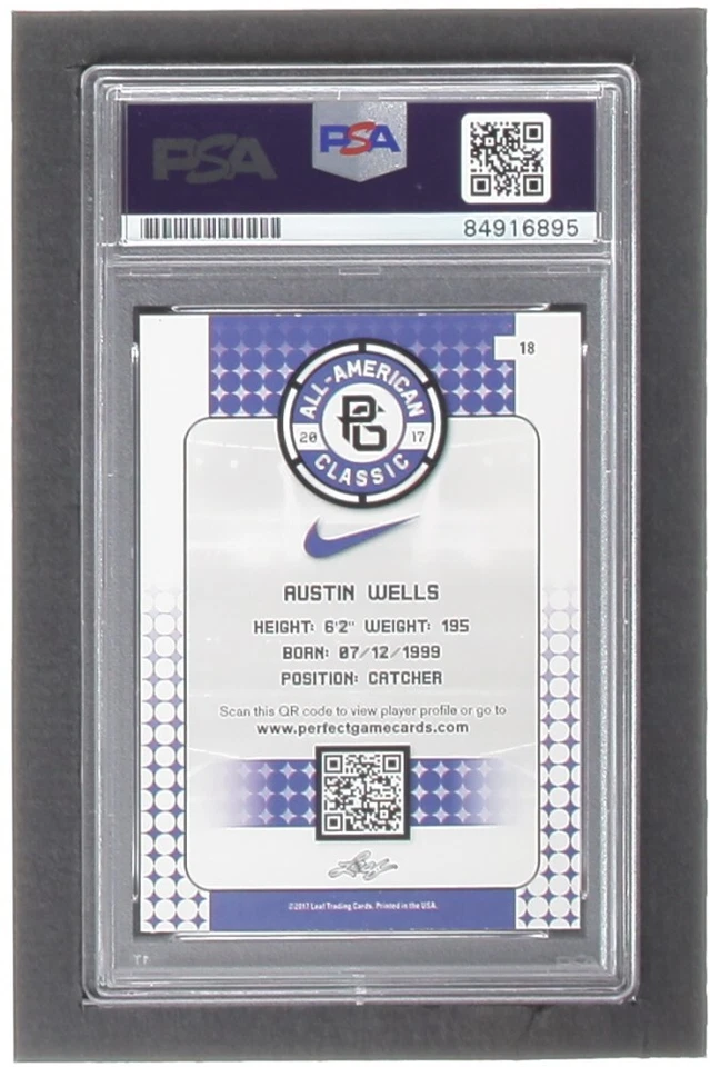 Austin Wells Signed 2017 Leaf Perfect Game All-American Classic #18 RC (PSA) - Image 2 of 2