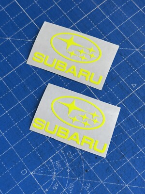 Subaru 555 Neon Yellow STI X2 100mm Stickers WRX WRC Legacy STI