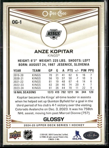 2024-25 UD UPPER DECK SERIES 1 & 2 O-PEE-CHEE GOLD GLOSSY CARDS *U-Pick List* - Picture 3 of 73