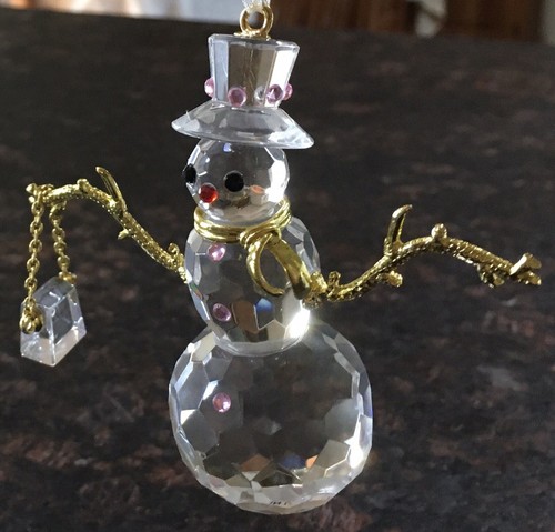 Crystal Snow Lady Figurine Gold Tone Twig Arms Detachable Glass purse Ornament - Bild 7 von 8