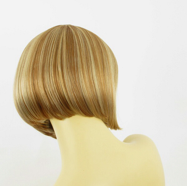 Perruque Synthétique Femme Courte MAIA - Blond Clair Méché Cuivré Chocolat, Taille Moyenne