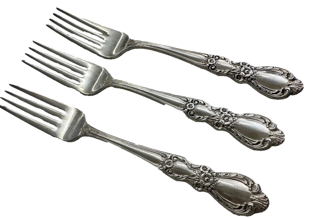 3 Small Dinner Forks Heritage International Silver IS Silverplate