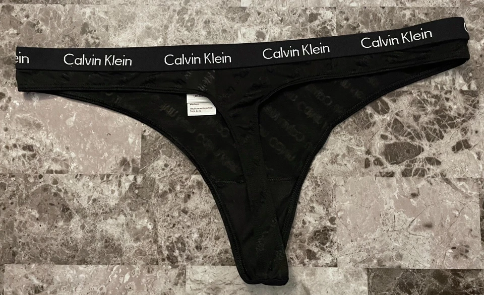 NUEVO SIN ETIQUETAS CALVIN KLEIN BRAGAS TANGA NEGRAS GRANDES MALLA TRANSPARENTE LOGO CINTURA GRUESA Foto 4 de 4