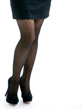 Berkshire Trend Dots Pantyhose, Black, 3X-4X