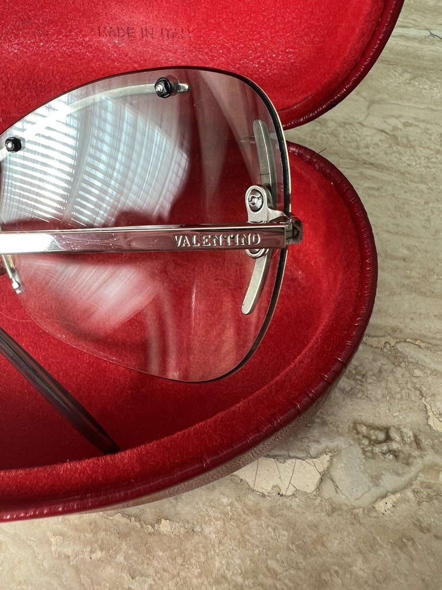 Valentino 5493/S Wrap Vintage Shield Sunglasses. Red Valentino Case Included ? Valentino Vintage Rhinestones Clear Silver Sunglasses Shield  main image 4