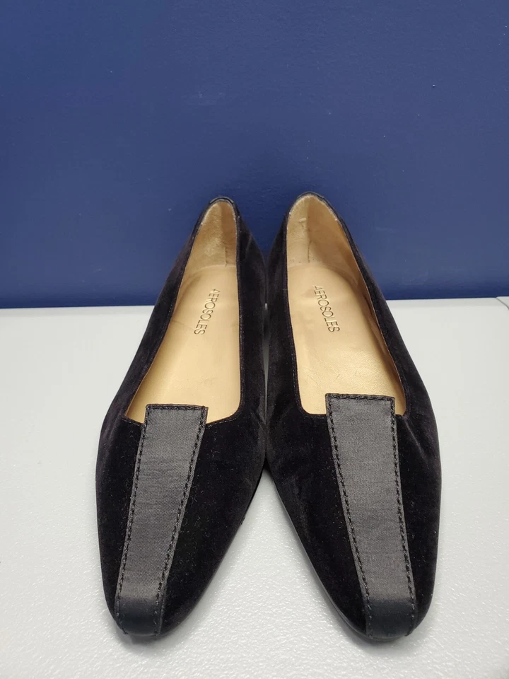 Аэрозоли вечер балетки туфли женский размер 6,5 черный бархат атласный поскользнуться на - Изображение 2 из 4