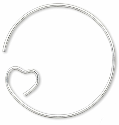Ohr Draht, Messing versilbert 23 mm Creolen mit Herzschlaufe Ohrring 10 ODER 100 - Bild 2 von 4
