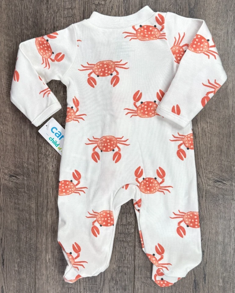 Baby Girl Boy Clothes New Child Mine Carter's Preemie Crab Footed Outfit Foto 3 de 3