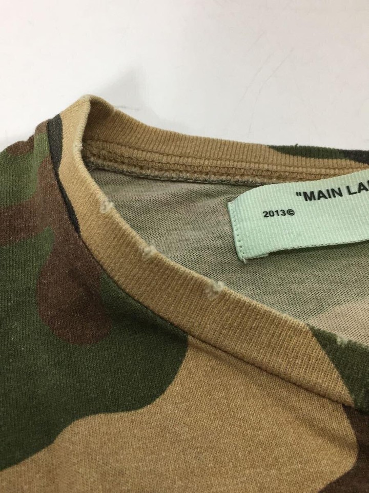 OFFWHITE 18AW Camo Tee All Over Tshirt XS Cotton KHK OMAA038E18185021