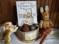 PRIMITIVE VINTAGE VICTORIAN SHABBY STYLEEASTER BUNNY RABBIT GENERAL STORE SIGN 