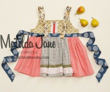 NEW Girls Matilda Jane Platinum Pink Checked Floral Tegan Knot Top size 6 NWOT