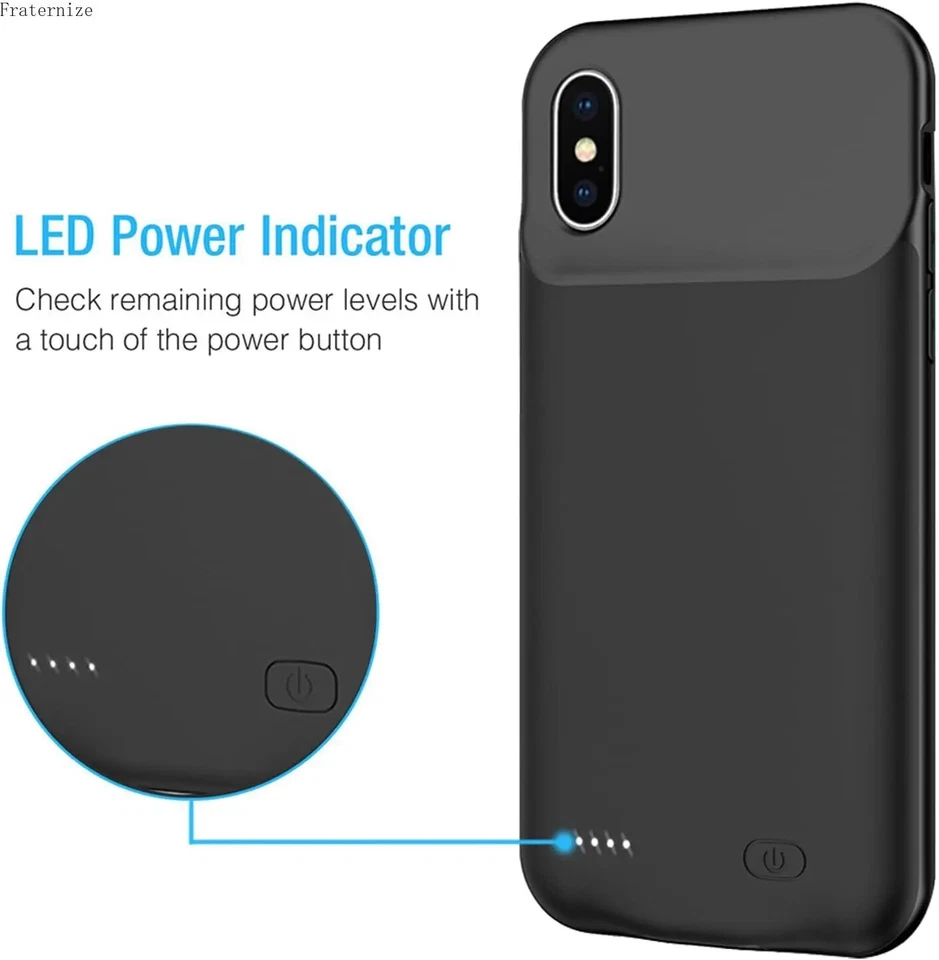 Battery Charger Case for iPhone X/XS Charging Cover Battery Pack Power Bank  - Image 4 of 4