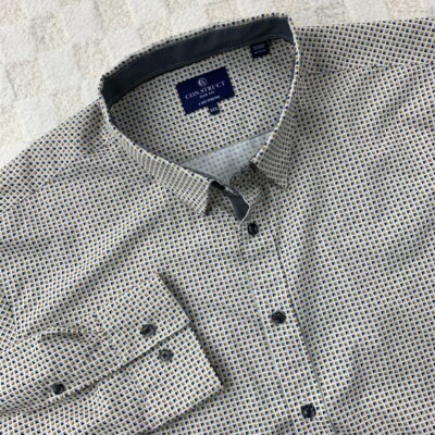 CONSRUCT Shirt Mens 2XL XXL Button Up Moisture Wicking Slim 4 Way Stretch