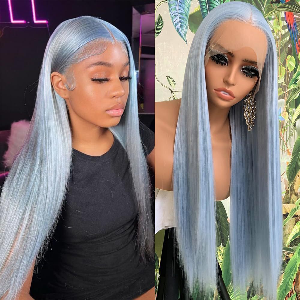Sky Blue Lace Front Wig Amazon.com : AFBeauty Blue Wigs for Women Light Long Wavy  main image 2