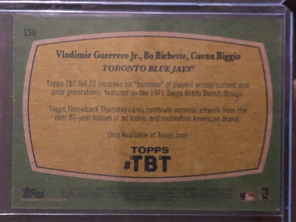 2020 Topps Throwback Thursday TBT #130 Vladimir Guerrero Jr. Bo Bichette Biggio - Image 2 of 2