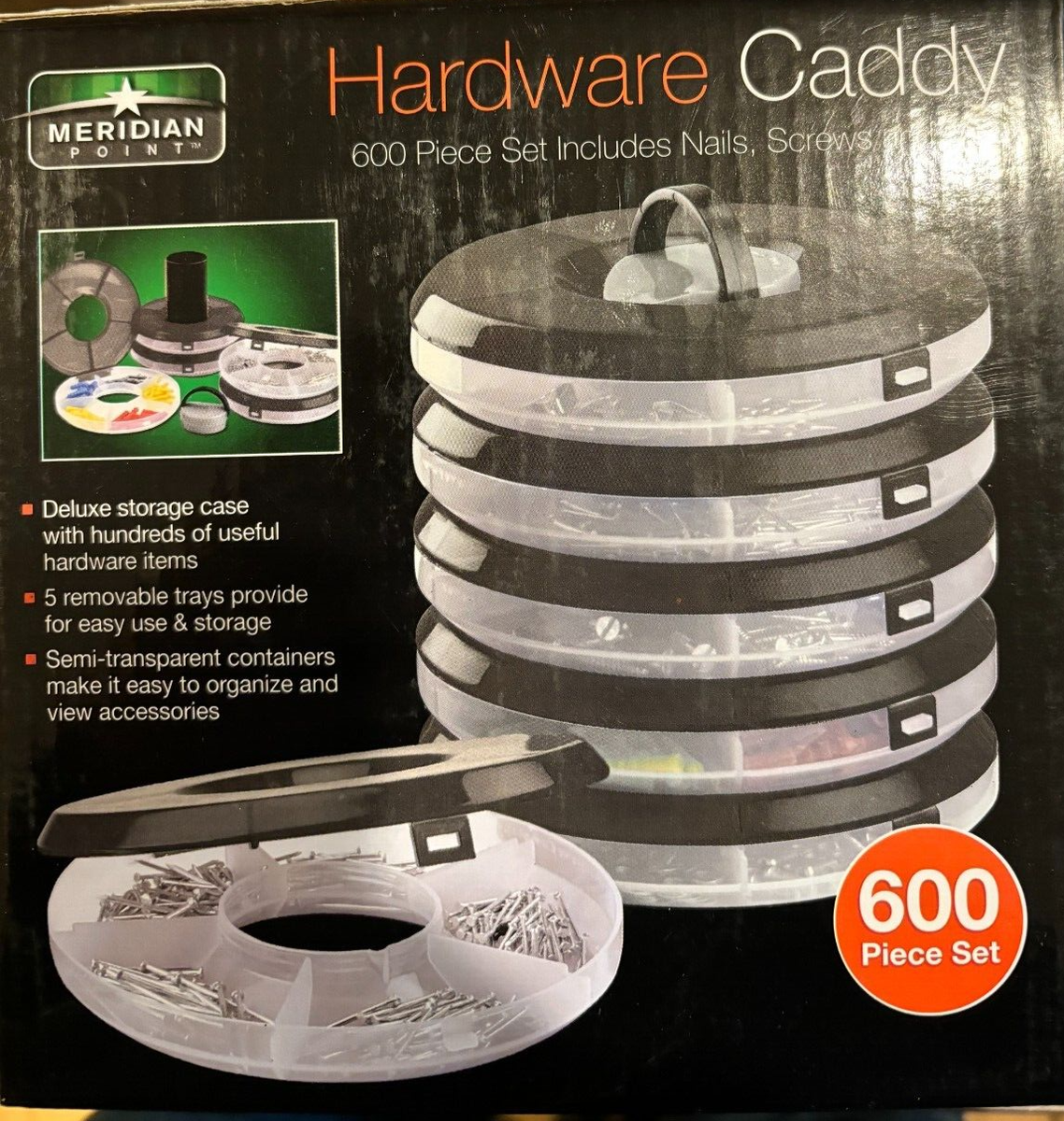 Hardware caddy with 600 pieces Nails, screws & more | eBay