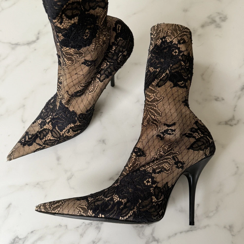 Botas Cuchillo Flor Balenciaga Talla 37 1/2 en Encaje Foto 4 de 4