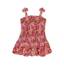 WONDER NATION Toddler Girls 4T Smocked Sun Dress • Copper Yellow Floral