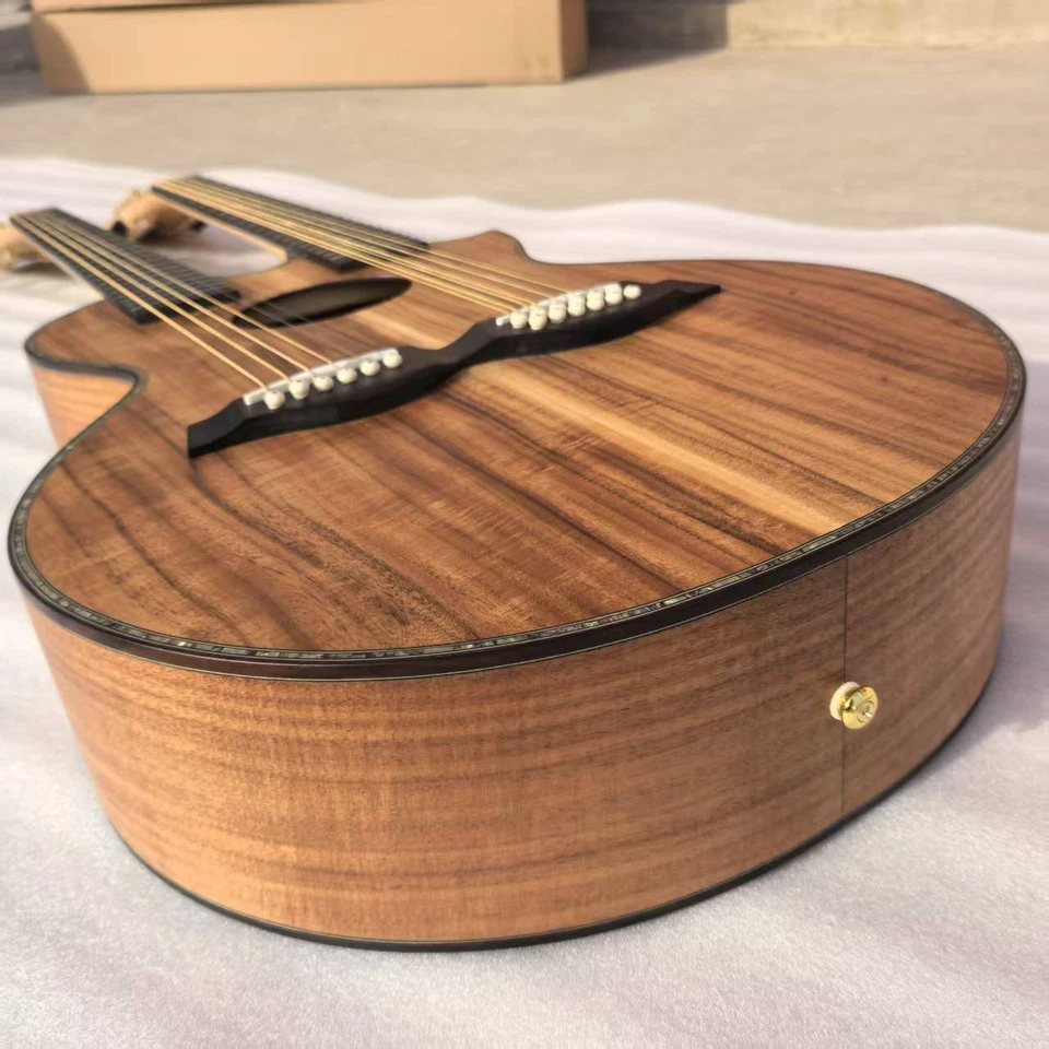 Guitarra Acústica Doble Cuello PS14 6+12 Cuerdas Naturaleza Sólida Koa Top Envío Gratis Foto 3 de 4